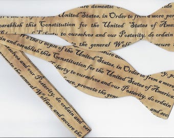American Bow Tie, Preamble to the Constitution, Self-tie or Pre-tied, 4th of July, Veterans, Bow ties for Men, Boys bow tie, Girls Hair Bow