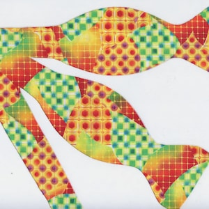 Country Chic Bow tie | Orange, Yellow, Green, Purple Mosaic Design | Self-tied & Pre-tied | Bow ties for Men | Boys bow tie | Girls Hair Bow