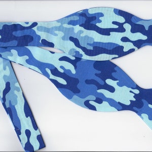 Blue Camo Bow Tie, Shades of Blue, Self-tie or Pre-tied, Bow ties for men, Military Wedding, Boys bow ties, Veterans Gift, Girls Hair Bow