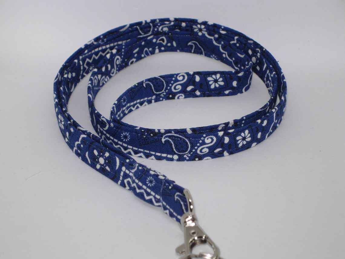 Western Bandana Lanyard Navy Blue Bandana Cowboy Lanyard Etsy