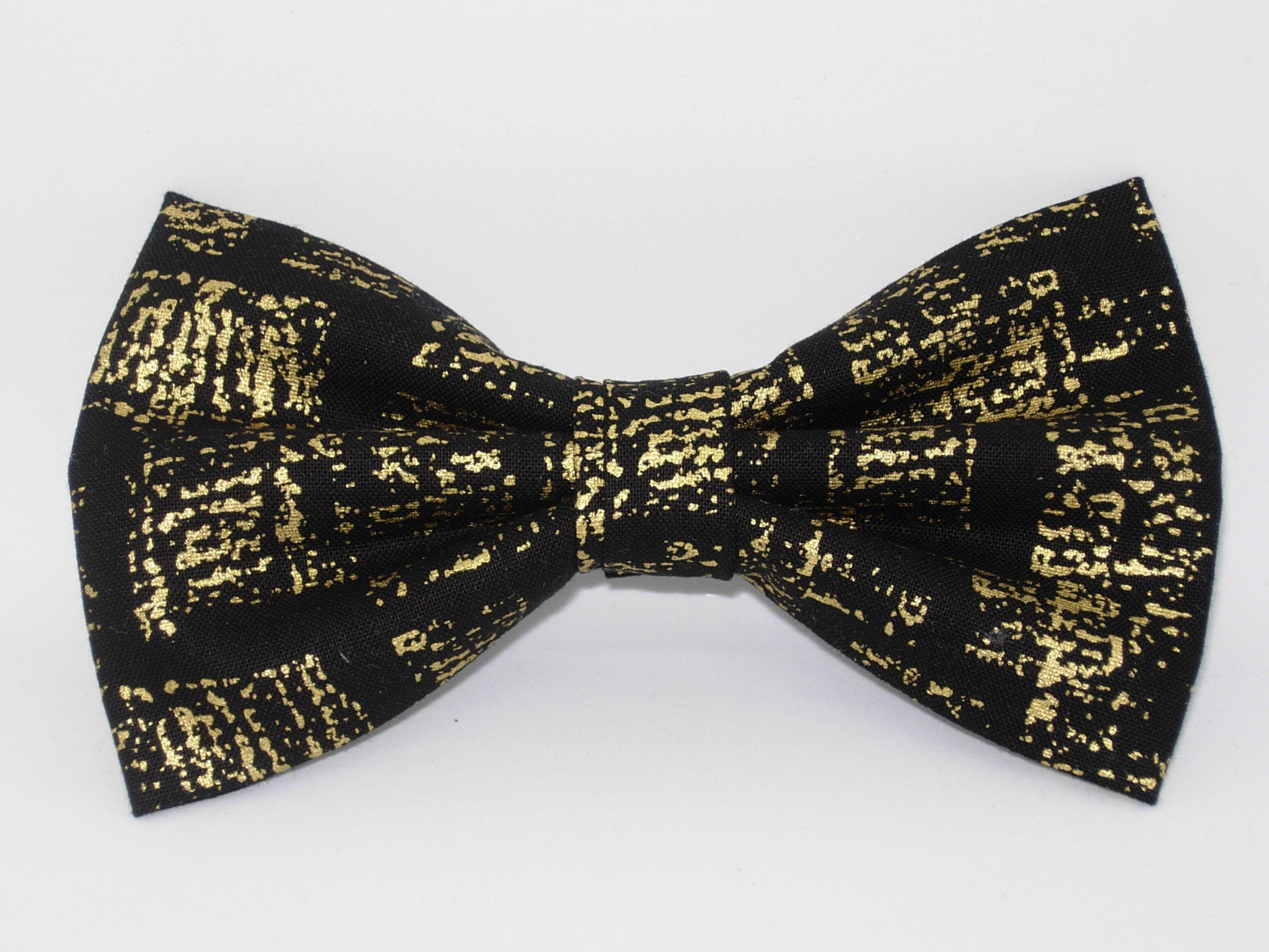 Black & Gold Bow Tie Gold Splashes on Black Pre-tied Bow - Etsy
