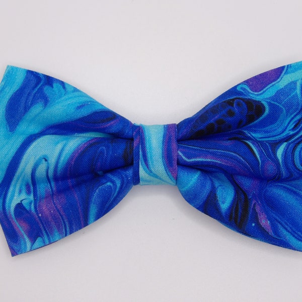 Sapphire Blue Bow tie, Abstract Blue Ocean, Pre-tied Bow tie, Weddings, Proms, Formal Events, Bow ties for Men, Boys bow tie, Girls Hair Bow