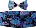 Floral Paisley Cummerbund Set, Lavender & Blue, Metallic Gold, Self-tie, Pre-tied, Matching Pocket Square Available