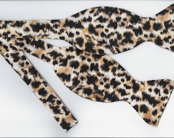 Wild Bow tie, Dark Spots on Tan, Self-tie or Pre-tied, Bow tie for Men, Boy Bow tie, Party Bow tie, Black & Tan, Animal Print, Girl Hair Bow