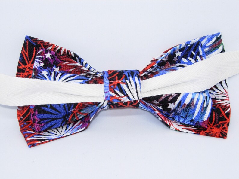 Fireworks Bow Tie, 4th of July, Red White & Blue Fireworks, Self-tie or ...