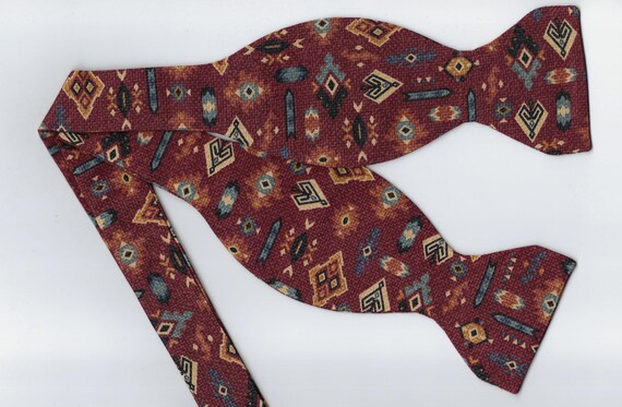 Aztec Bow Tie Native American Tribal Art Designs On Rust Etsy