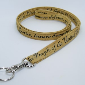 History Teacher Lanyard, Preamble to the Constitution, American Patriot Key Fob, School Lanyard, Skinny Wristlet, Key Chain, Cool Lanyard