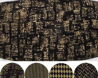 Metallic Gold & Black Cummerbund Set, 7 Patterns to choose, Formal Events, Weddings, Self-tie or Pre-tied Bow tie, Bow ties for men, 3 Sizes