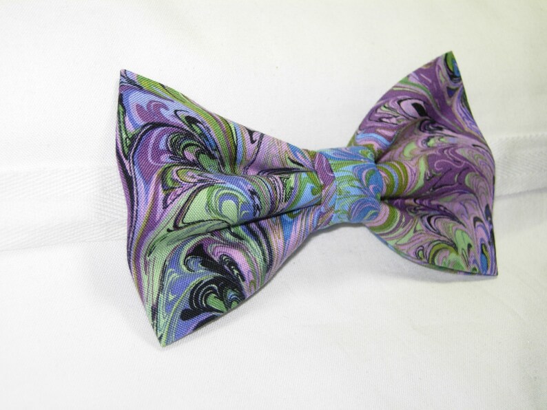 Girls Hair Bow Green Lavender Blue Abstract Waves Boys Bow tie Purple Trendy Purple Bow tie Bow ties for Men Pre-tied Bow tie