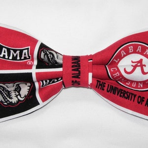 Alabama Bow Tie Blocks Roll Tide, Bama Ties, Pre-tied Bow tie, College Graduation Gift, Bow tie for Men, Boys Bow tie, Girls Hair Bow image 1