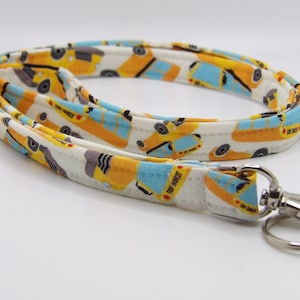 Bus Driver Lanyard, School Buses on Cream, School Teacher Lanyard, Cell Phone Wristlet, Day Care Key Chain, Cool Lanyard, School Key Fob