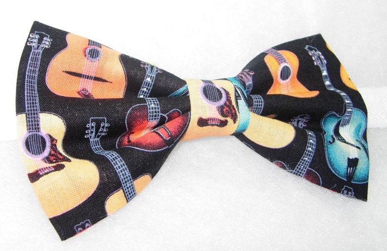 Guitar Player Bow Tie Acoustic Guitars on Black Music bow Etsy