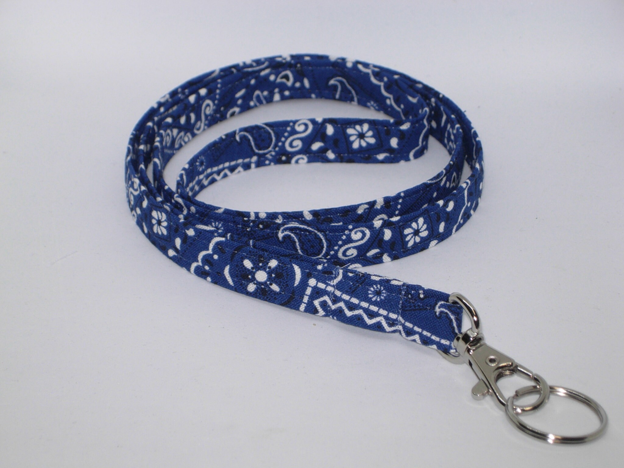 Western Bandana Lanyard Navy Blue Bandana Cowboy Lanyard Etsy