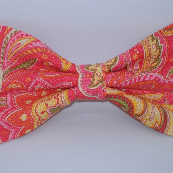 Coral & Black Bow Tie Set