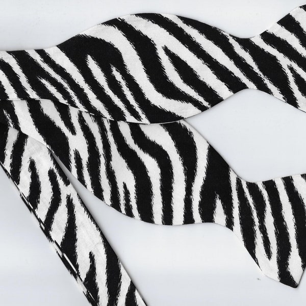 Zebra Print Bow Tie, Black & White Zebra Stripes, Self-tie or Pre-tied, Wild Animal Zoo Trip, Bow Ties for Men, Boys bow tie, Girls Hair Bow