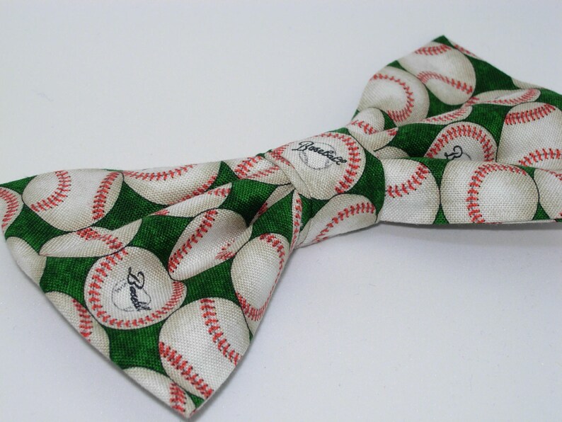Baseball Bow Tie Baseballs on Green Selftie & Pretied Etsy