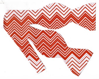 Red & White Bow Tie | Chevron Stripe Bow tie | Self-tie or Pre-tied | Wedding bow tie | Bow ties for men | Boys bow tie | Girls Hair Bow