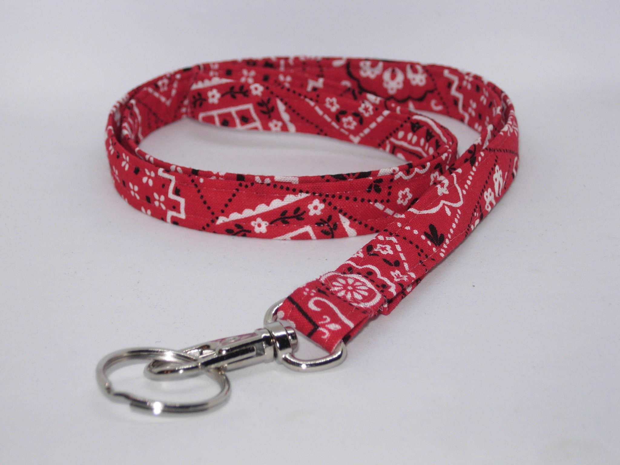 Red Bandana Lanyard Country Western Bandana Teacher Lanyard Etsy