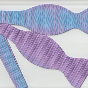 Blue & Purple Chevron Waves Bow Tie | Purple Plum | Azure Blue | Stripe ties | Self-tie or Pre-tied | Wedding bow ties | bow ties for men