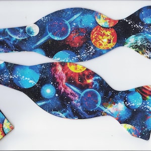 Outer Space Bow tie, Blue Planets & Stars, Self-tie or Pre-tied, Astronomy, Space Travel, Bow Ties for men, Boys Bow tie, Girls Hair Bow