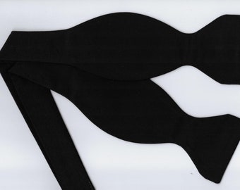 Black Bow tie, Self-tie or Pre-tied, Formal Black Tie Event, Wedding, Groomsmen, Solid Black, Bow ties for Men, Boys Bow tie, Girls Hair Bow