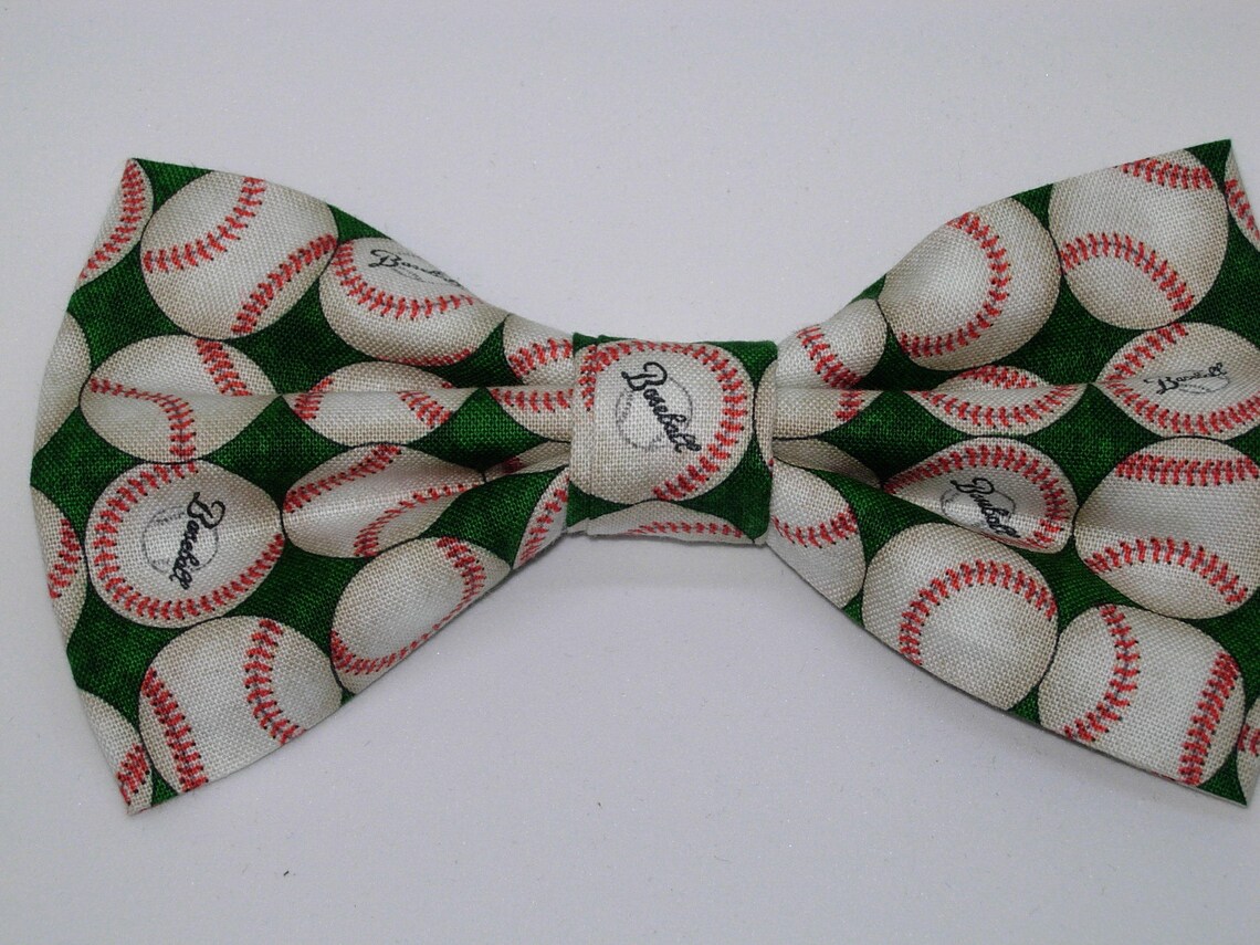 Baseball Bow Tie Baseballs on Green Selftie & Pretied Etsy