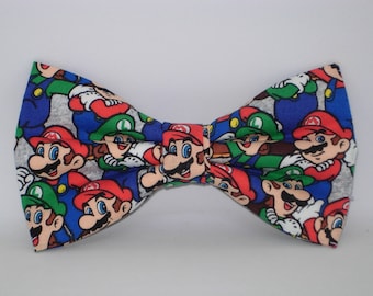 Mario Bow Tie, Mario & Luigi, Pre-tied Bow tie, Mario Bros Video Game, Mario Birthday Party, Mens Bow tie, Boys Bow tie, Girls Hair Bow