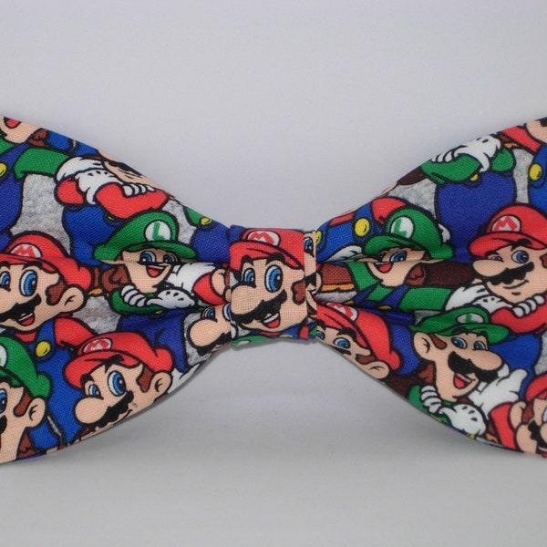 Mario Bow Tie, Mario & Luigi, Pre-tied Bow tie, Mario Bros Video Game, Mario Birthday Party, Mens Bow tie, Boys Bow tie, Girls Hair Bow