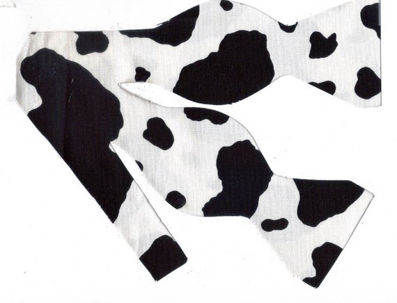 Pre-tied Bow tie Cow Print Bow tie Black Cow Spots on White