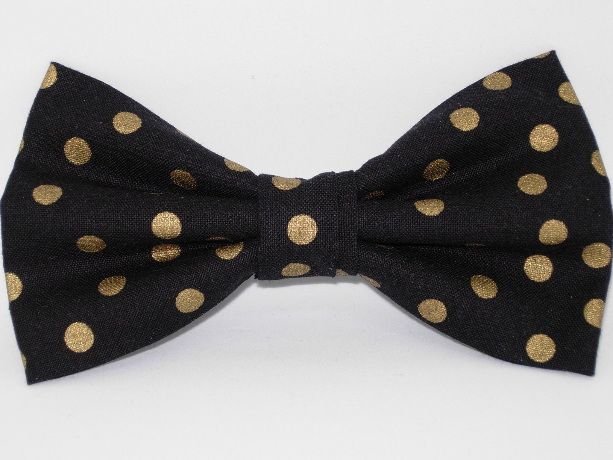 Gold & Black Bow Tie Metallic Gold Dots Pre-tied Bow Tie | Etsy