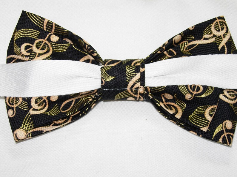 Music Bow Tie Gold Treble Clefs on Black Pre-tied Bow Tie - Etsy