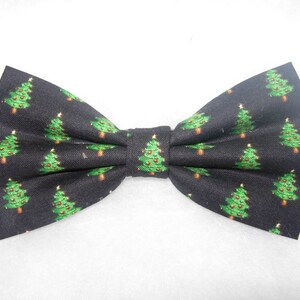 Christmas Bow Tie | Mini Christmas Trees on Black | Pre-tied Bow tie | Christmas Party | Bow ties for Men | Boys bow tie | Girls Hair Bow