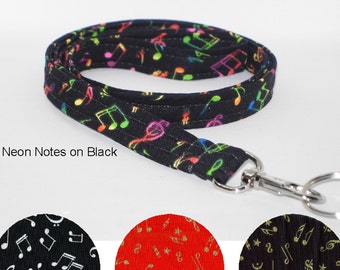 Music Lanyard, Musical Notes, Piano Teacher Lanyard, Metallic Gold Key Fob, Recital Key Chain, Choir Lanyard, Lanyard for Men, Musician Gift