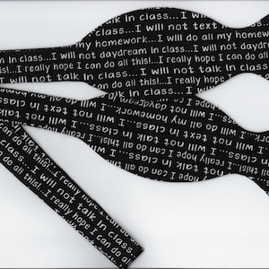 School Bow tie, Classroom Rules on Black, Texting, Talking, Self-tie or Pre-tied, Teacher Gift, Student Gift, Bow ties for Men, Boys Bow tie