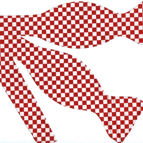 Red Check Bow Tie, Self-tie or Pre-tied,  Red & White Checkerboard, Picnics, Sports Team, Bow ties for Men, Boys Bow tie, Girls Hair Bow