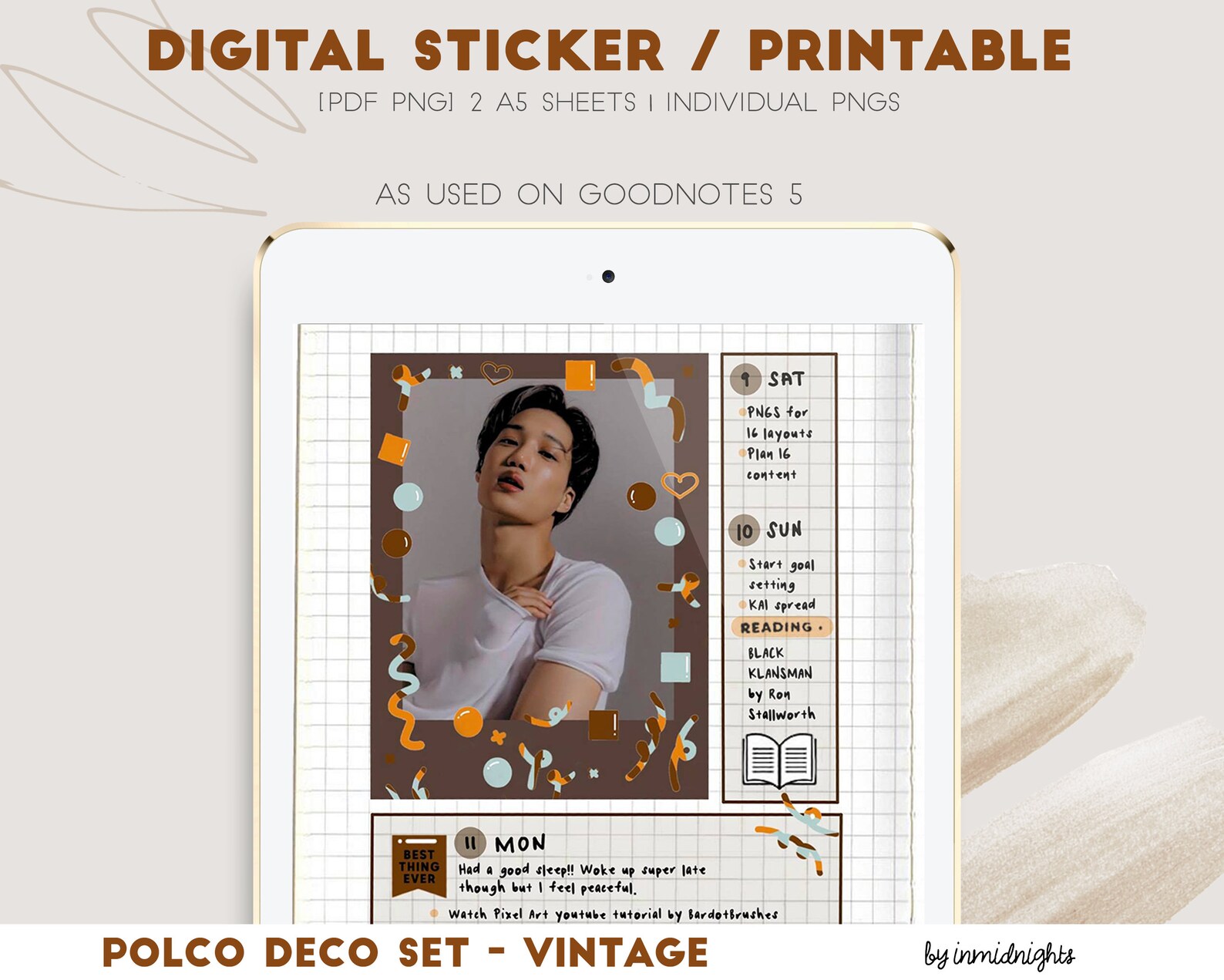 polco digital sticker set printable with free polaroid frames etsy
