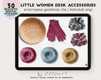 Little Women Realistic Digital Stickers | Digital Desk Accessories Meg Jo Beth Amy PNG Stickers for GoodNotes