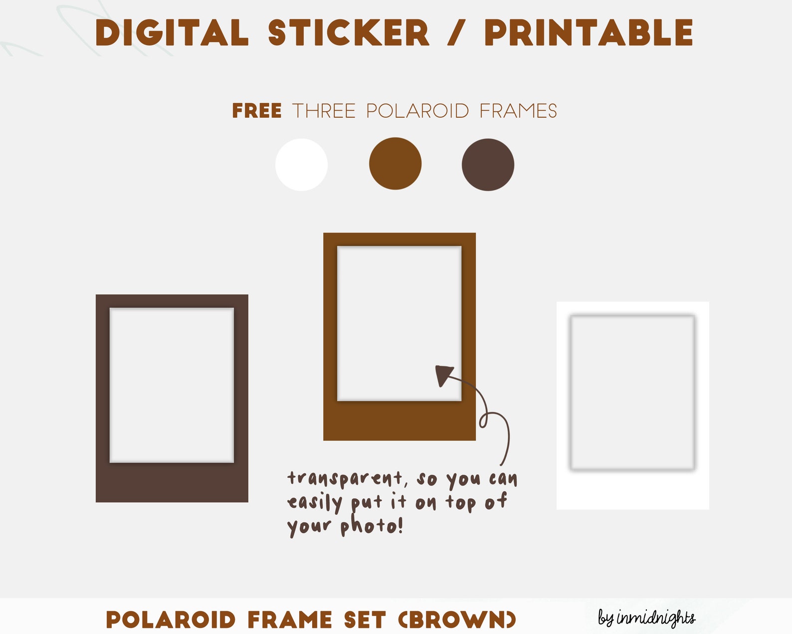 polco digital sticker set printable with free polaroid frames etsy