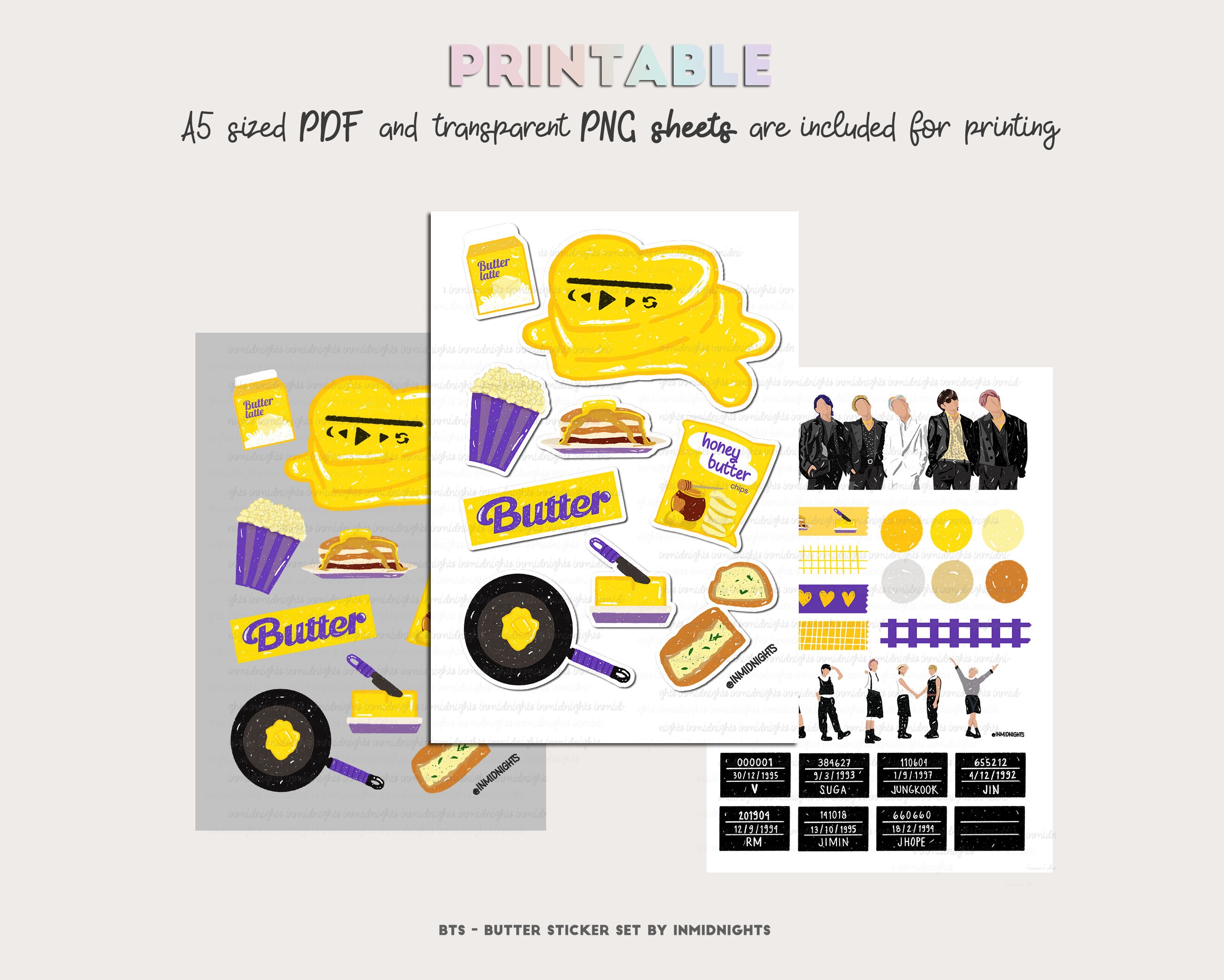 bts butter digital sticker printable bts handdrawn etsy
