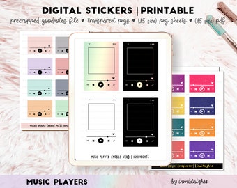 Music Player Digital Sticker Printable | Handdrawn Crayon, Pastel, Gradient Style Sticker |  GoodNotes Elements Stickers