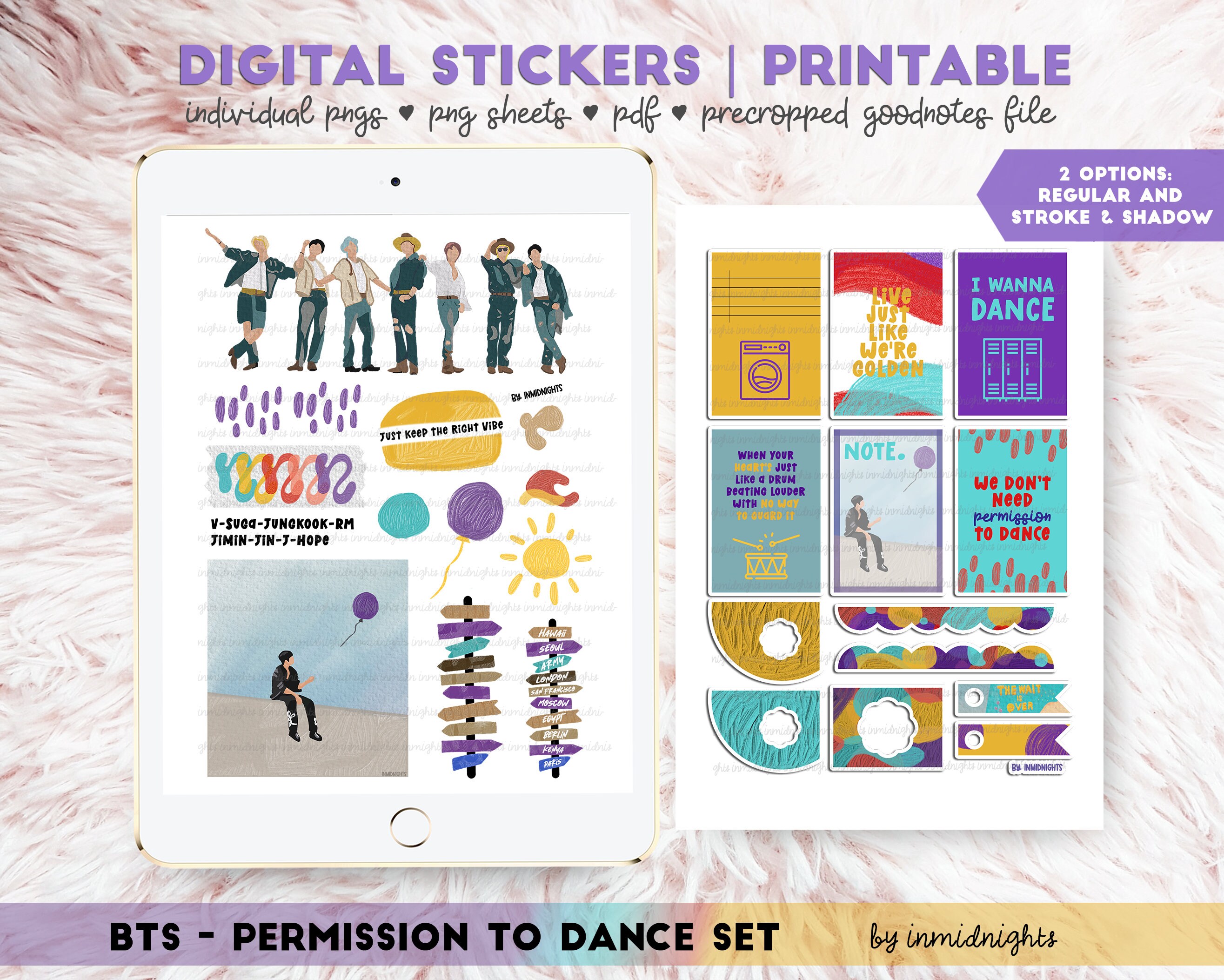 bts permission to dance digital sticker printable bts etsy