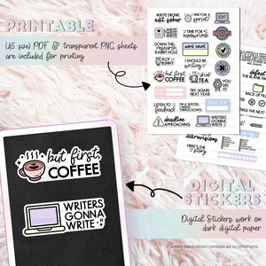 Writing Digital Stickers Nanowrimo Printable Minimalist - Etsy