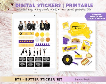 bts life goes on digital stickers printable handdrawn etsy