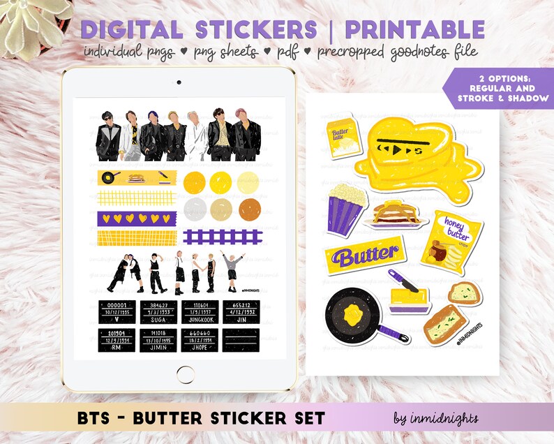 bts butter digital sticker printable bts handdrawn etsy