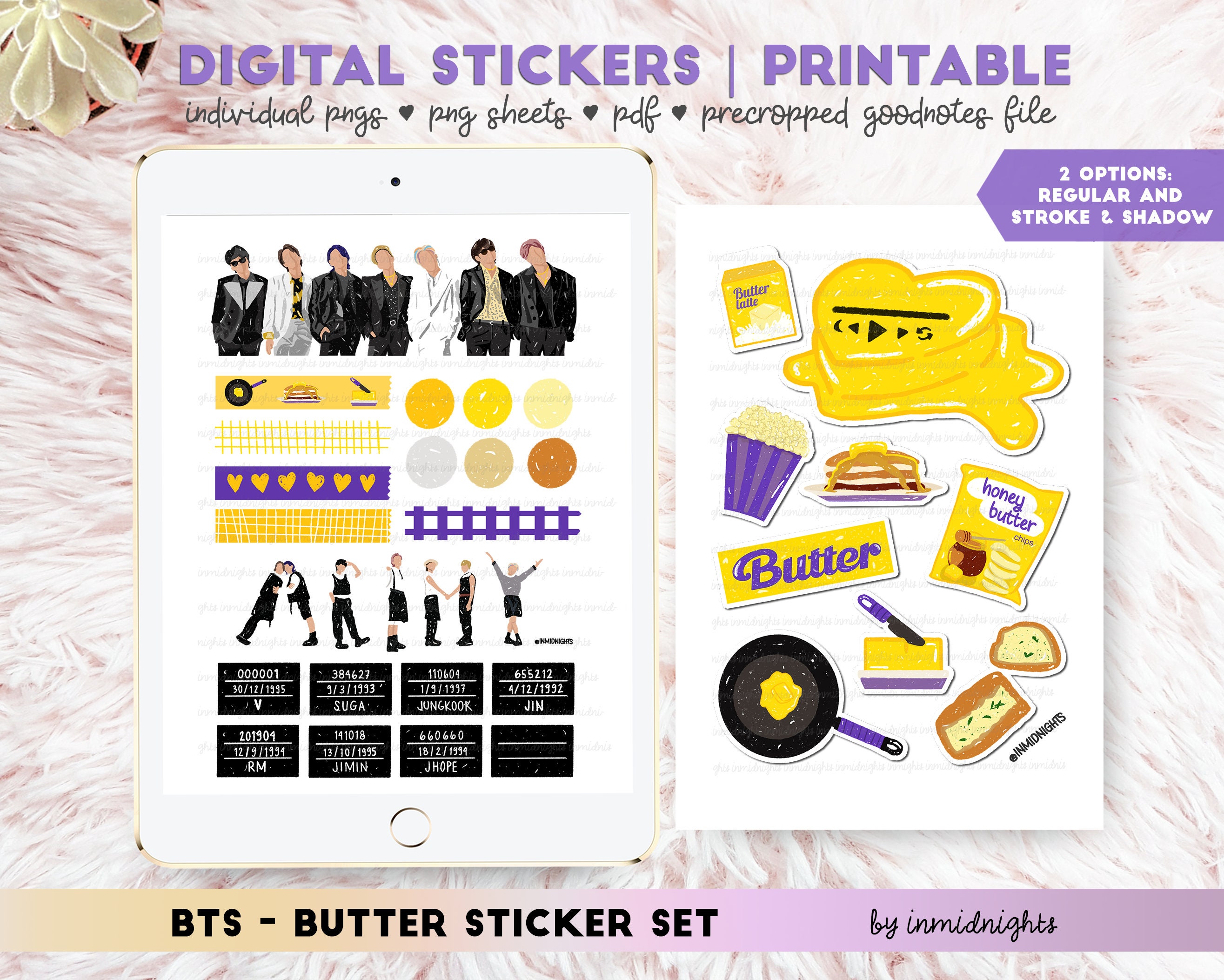 Hangul Lettering Stickers Printable Stickers Precropped Stickers Korean Digital Stickers for iPad BTS Sticker