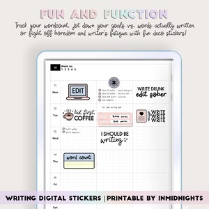 Writing Digital Stickers Nanowrimo Printable Minimalist - Etsy