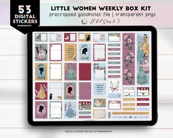 Little Women Weekly Box Digital Sticker Kit | Meg Jo Beth Amy Pre-Cropped GoodNotes Stickers