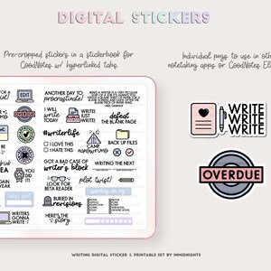Writing Digital Stickers Nanowrimo Printable Minimalist - Etsy