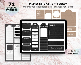 Today Digital Memo Stickers | Daily Minimalist Notes and Frames with Paper Texture for GoodNotes, Digital Memory Keeping Journaling