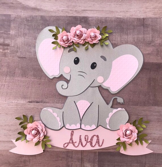Baby Girl Elephant cake topper Etsy